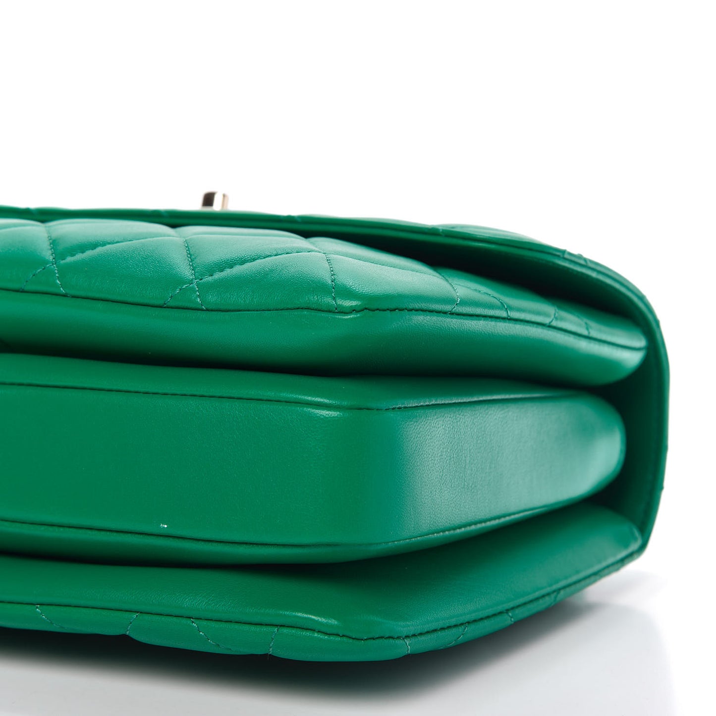Lambskin Quilted Small Trendy CC Flap Dual Handle Bag Green