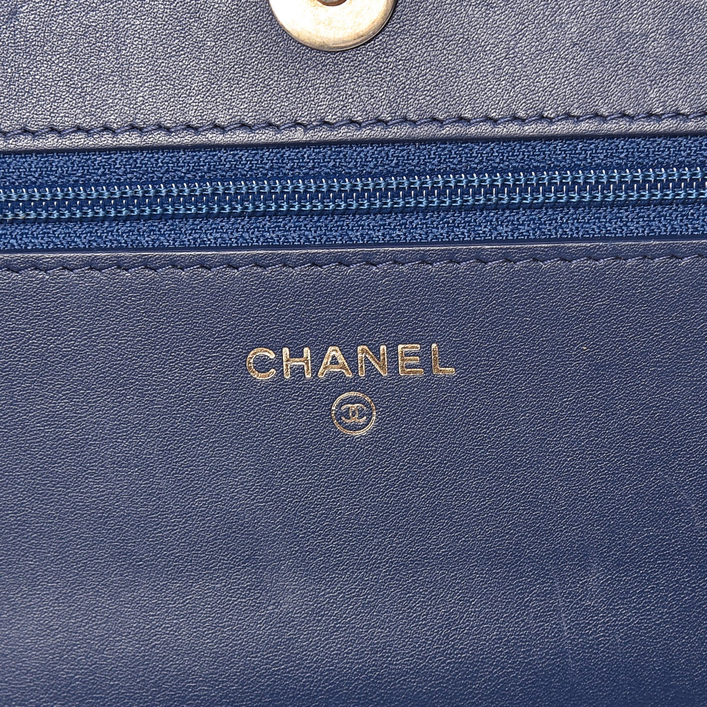 Lambskin Quilted Boy Wallet On Chain WOC Navy Blue
