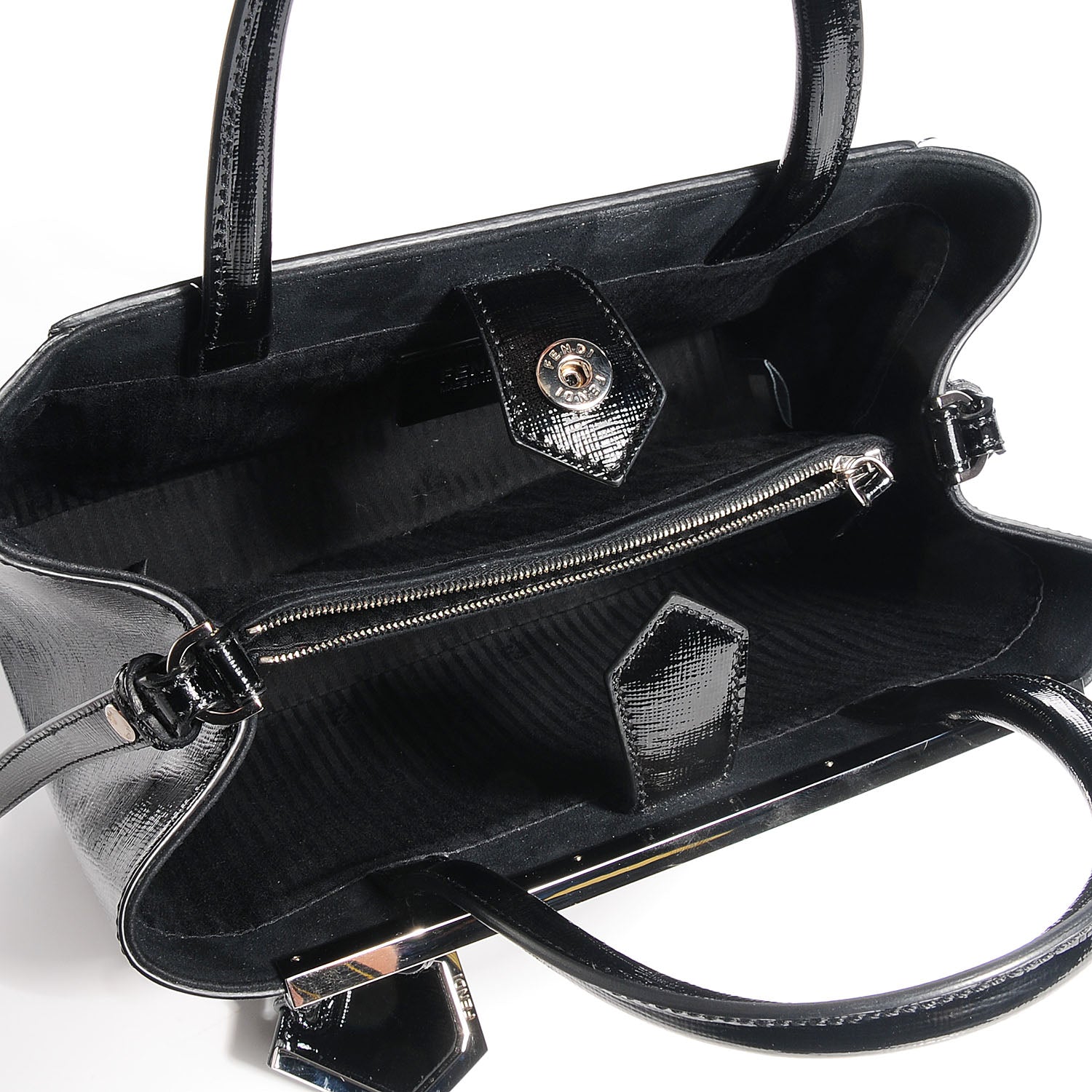Fendi Patent Vitello Elite Petite 2Jours Tote Black 5 of 9
