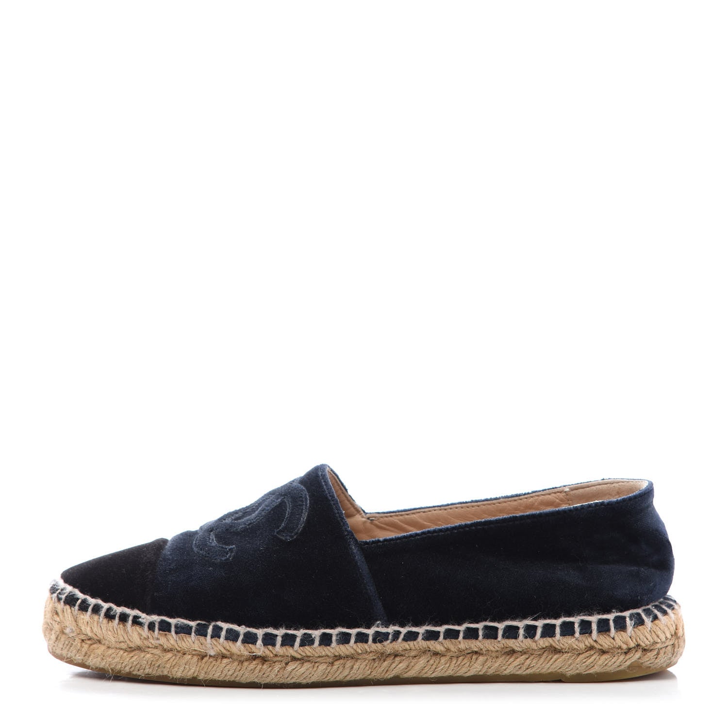 Chanel Velvet CC Espadrilles 37 Dark Navy Black 1 of 8