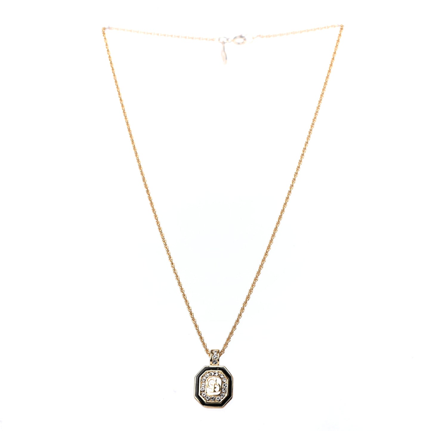 Metal Crystal CD Necklace Gold Black