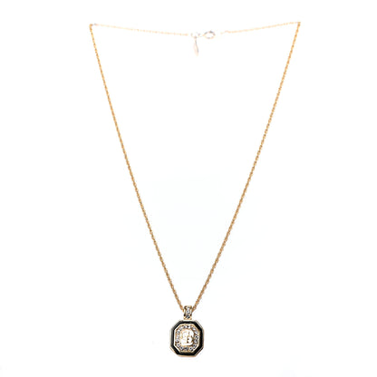 Christian Dior Metal Crystal CD Necklace Gold Black 3 of 5