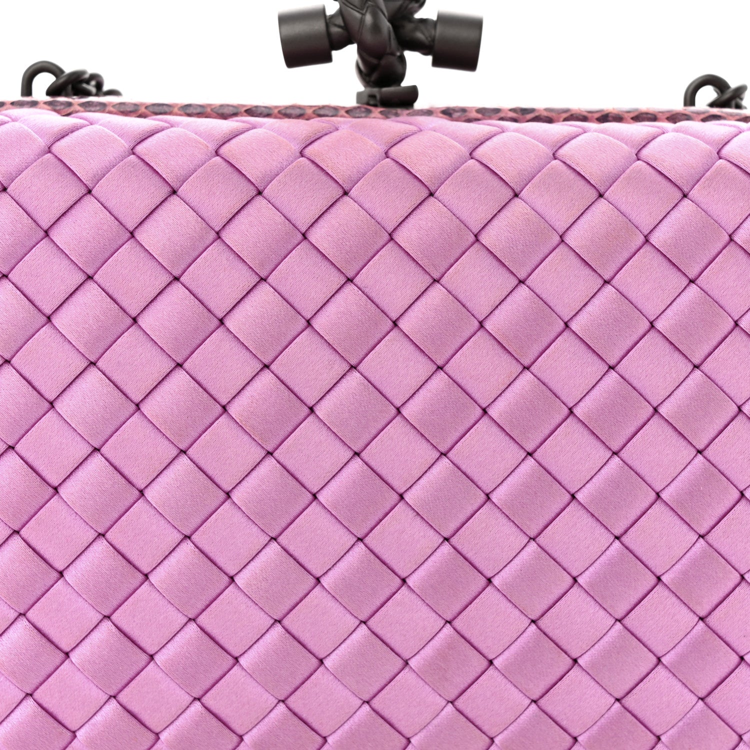 Bottega Veneta Satin Intreccio Impero Ayers Knot Clutch Orchid 7 of 9