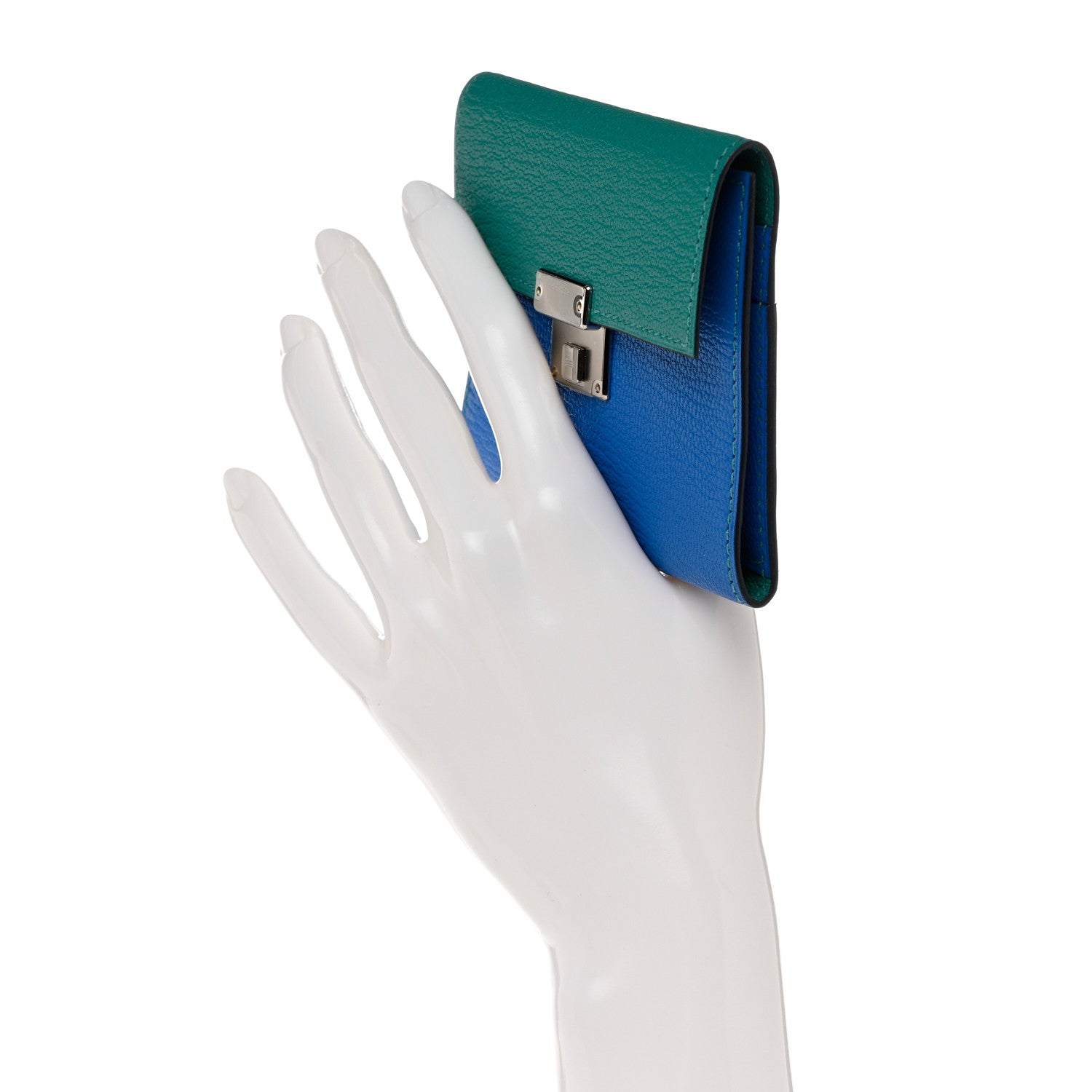Hermes Chevre Mysore Mini Clic Card Holder Bleu Hydra Vert Verone 2 of 9