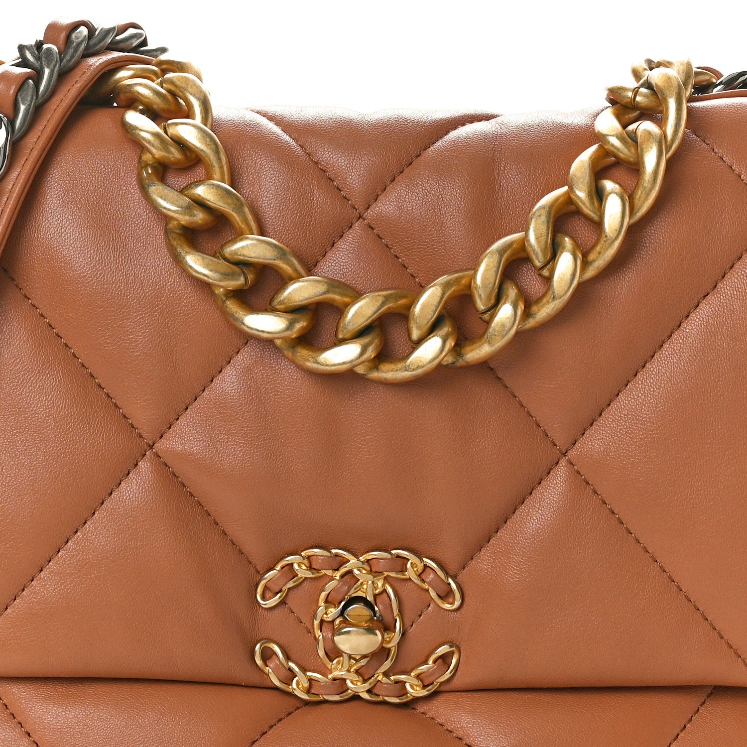 Chanel Lambskin Quilted Large Chanel 19 Flap Brown 8 of 10