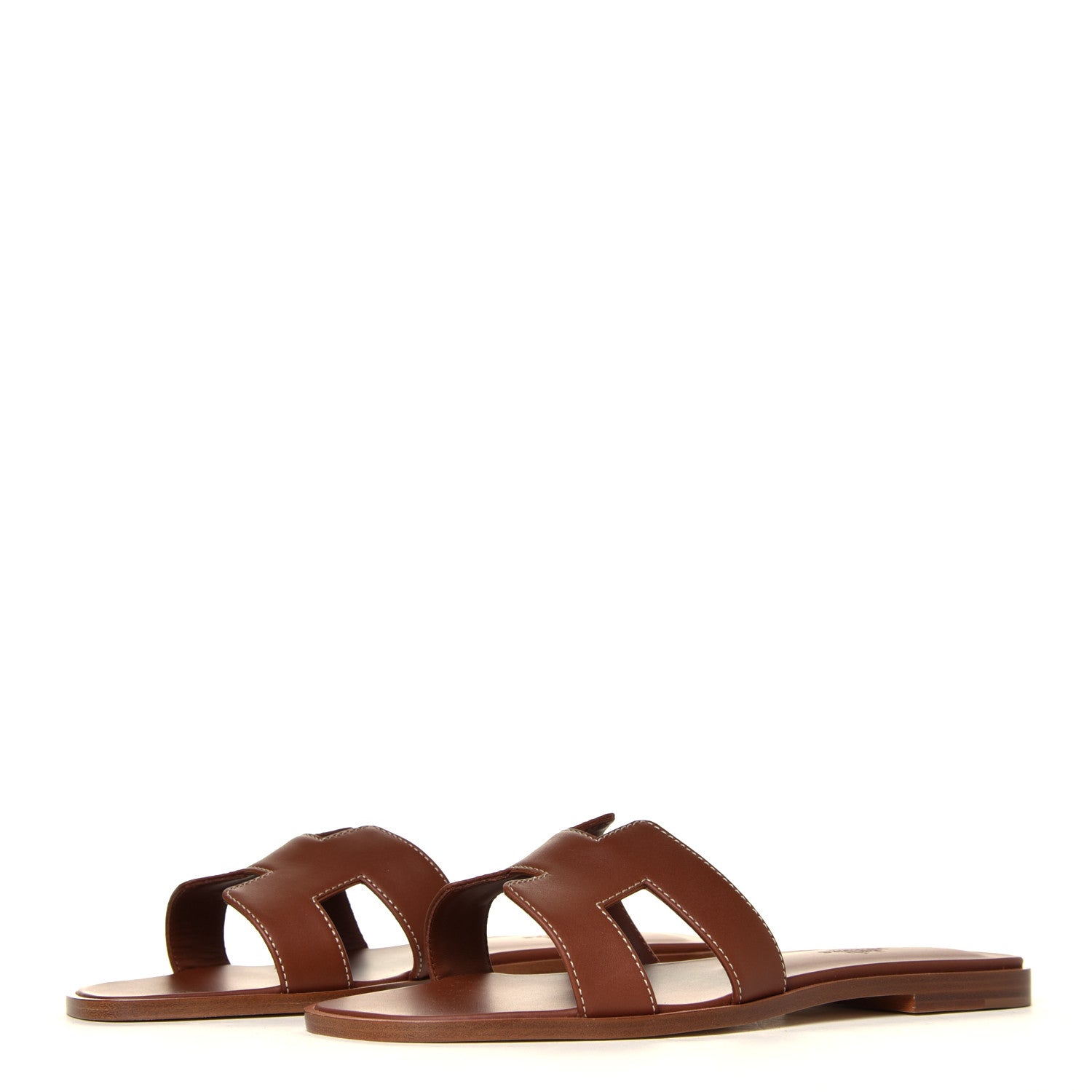 Hermes Box Calfskin Oran Sandals 38.5 Gold 2 of 6