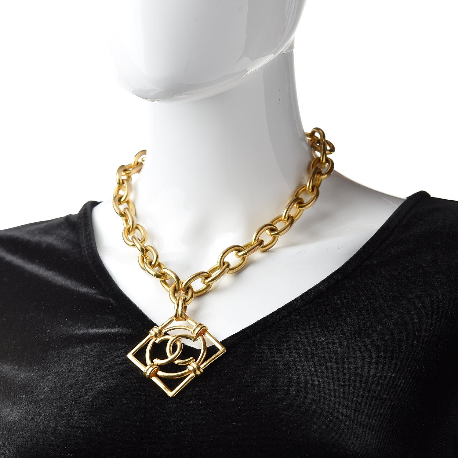 Chanel CC Chain Pendant Necklace Gold 2 of 7