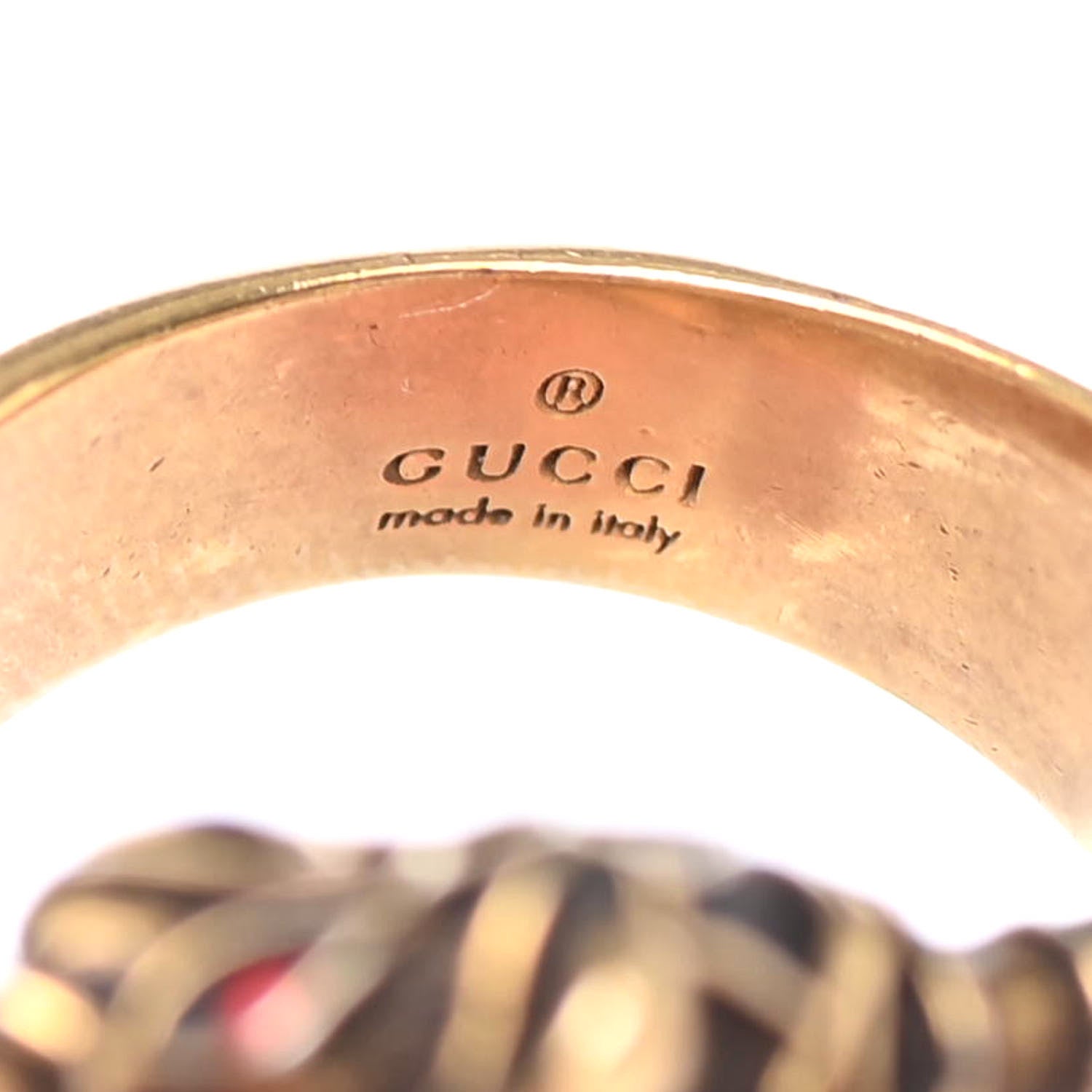 Gucci Tiger Heads Double Wrap Ring 8 Aged Gold 3 of 4