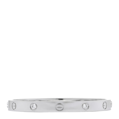 Cartier 18K White Gold 4 Diamond Love Bracelet 17 1 of 6