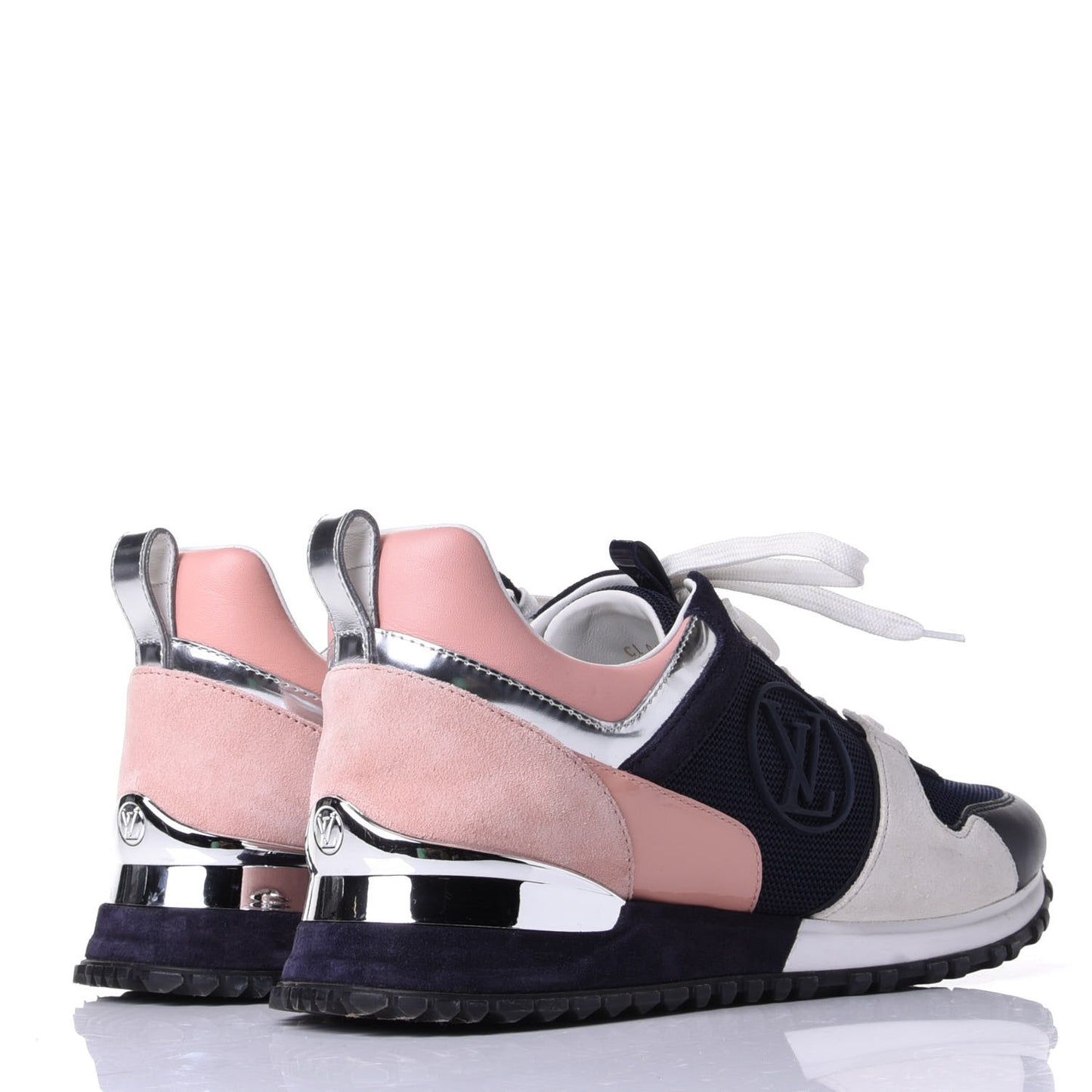 Suede Calfskin Run Away Sneakers 38.5 Blue Pink White