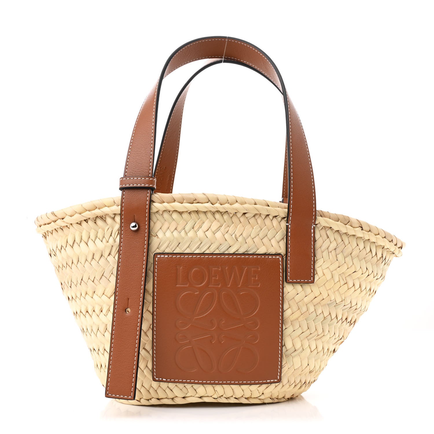 Loewe Raffia Small Basket Tote Bag Natural Tan 1 of 12