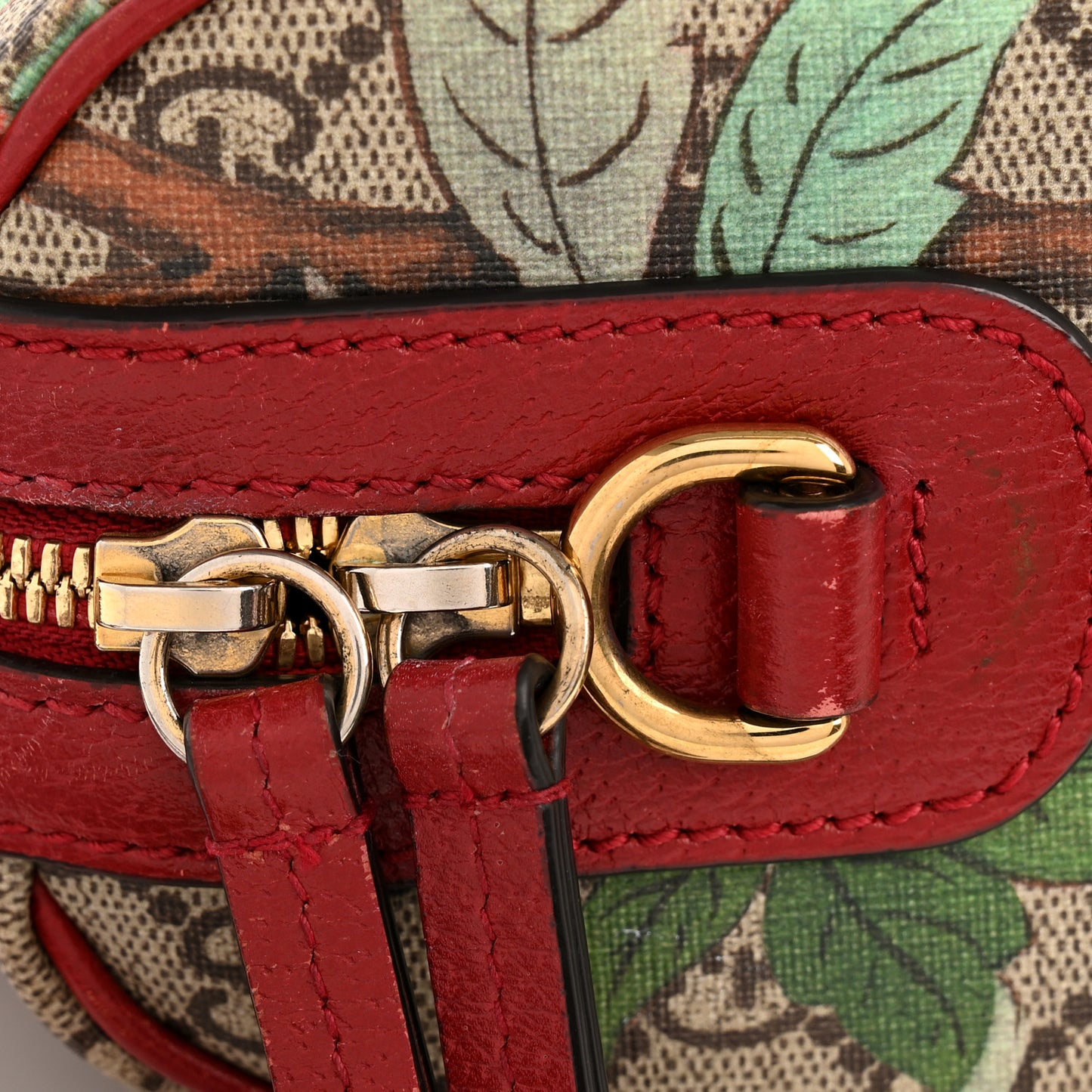 GG Supreme Monogram Tian Small Boston Beige Multicolor Red