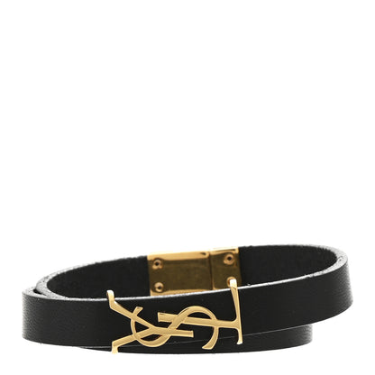 Saint Laurent Calfskin Opyum Double Wrap Bracelet Black 1 of 5