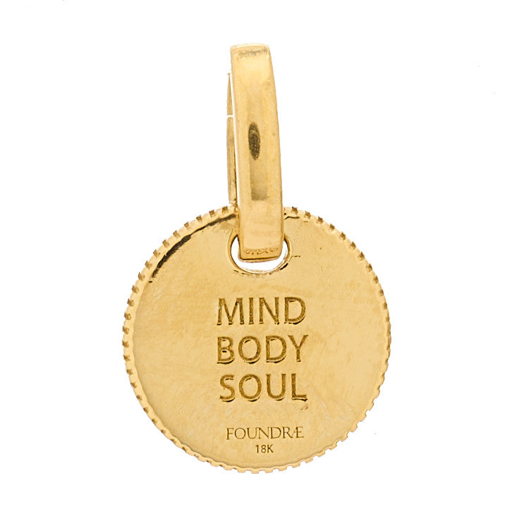18K Yellow Gold Diamond Miniature Mind Body Soul Wholeness Medallion Annex Link Pendant