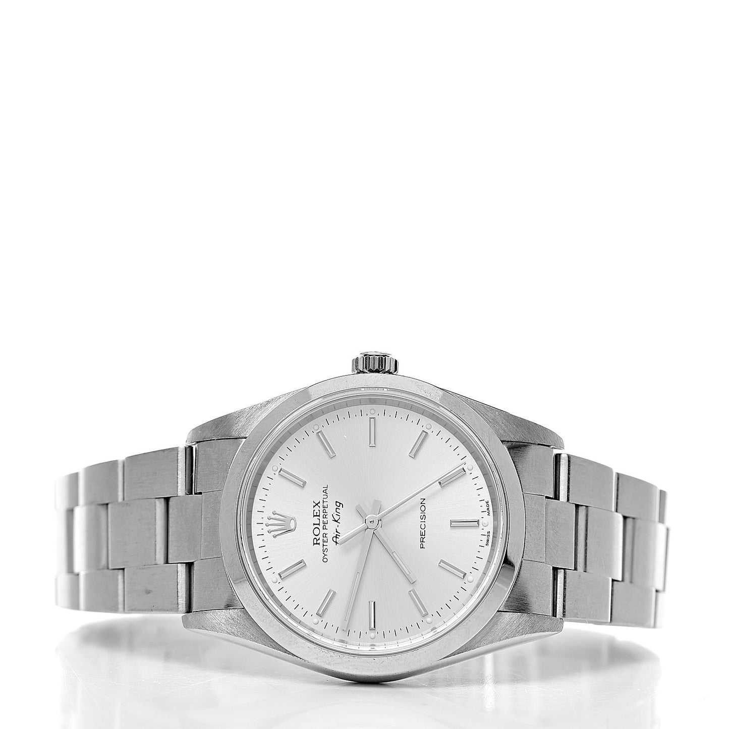 Stainless Steel 34mm Air-King Oyster Perpetual Precision Watch Silver 14000M
