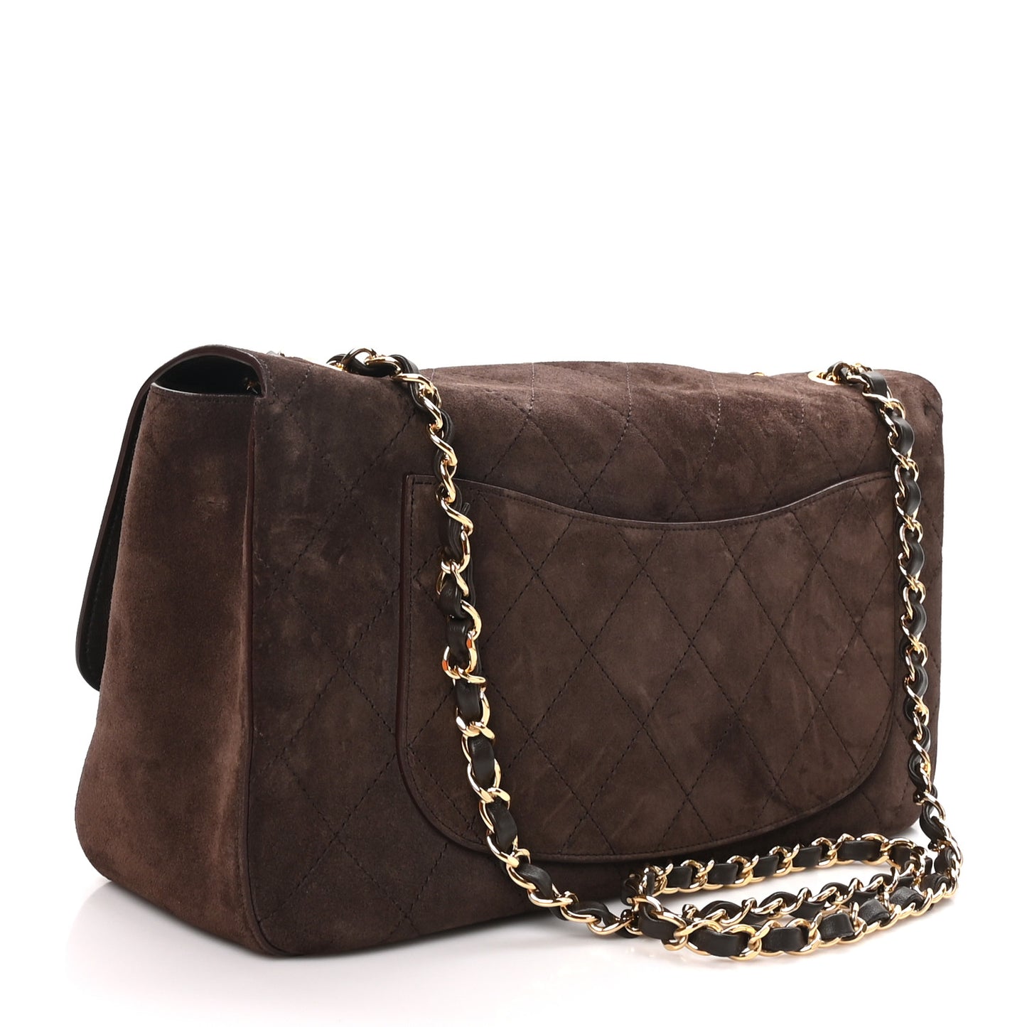 Suede Calfskin Small Souplissimo Maxi Flap Dark Brown