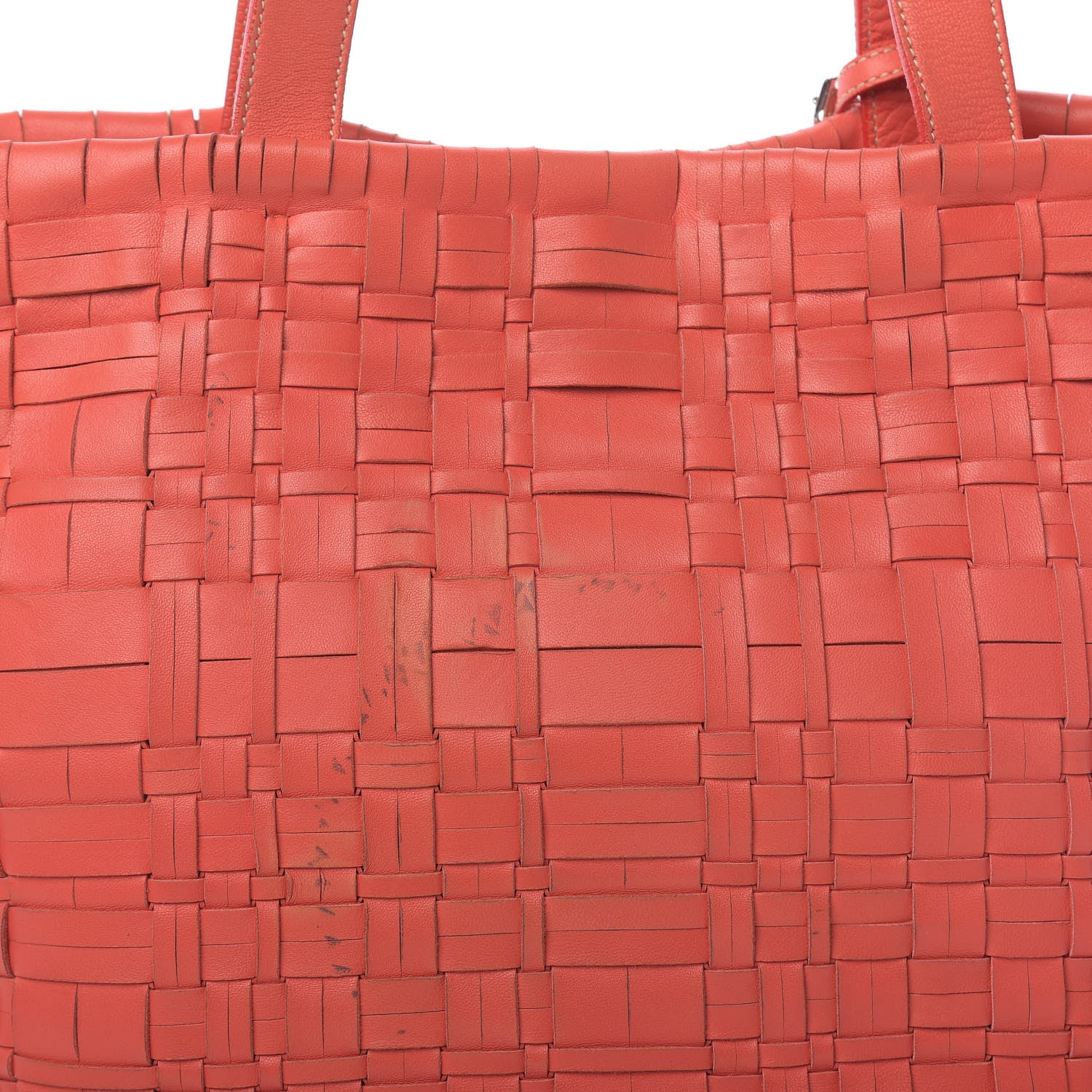 Prada Nappa Woven Tote Corallo 13 of 17