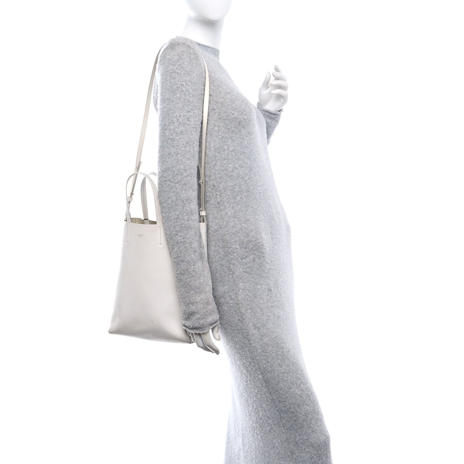 Celine Grained Calfskin Small Vertical Cabas Cream 2 of 13