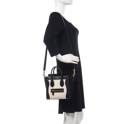 Celine Bullhide Calfskin Nubuck Bi-Color Nano Luggage Black White 2 of 11
