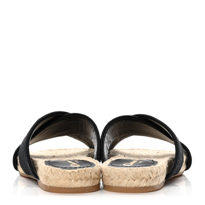 Christian Dior Canvas Embroidered Granville Espadrille Crisscross Flat Slide Sandals 36 Black 20 of 33