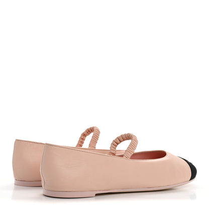 Chanel Lambskin Knit Grosgrain Cap Toe CC Ballerina Flats With Leg Warmers 39 Light Pink Black 6 of 11