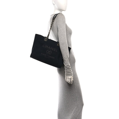 Chanel Mixed Fibers Calfskin  Small Deauville Tote Black 2 of 12