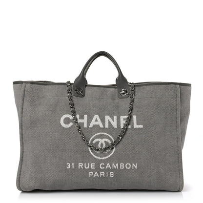 Chanel Canvas Extra Large Deauville Tote Grey 1 of 10