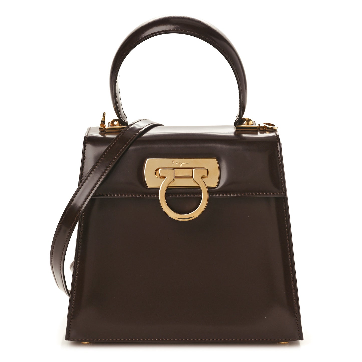 Brushed Off Calfskin Small Iconic Top Handle Bag Cocoa