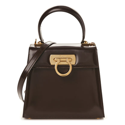 Salvatore Ferragamo Brushed Off Calfskin Small Iconic Top Handle Bag Cocoa 1 of 10