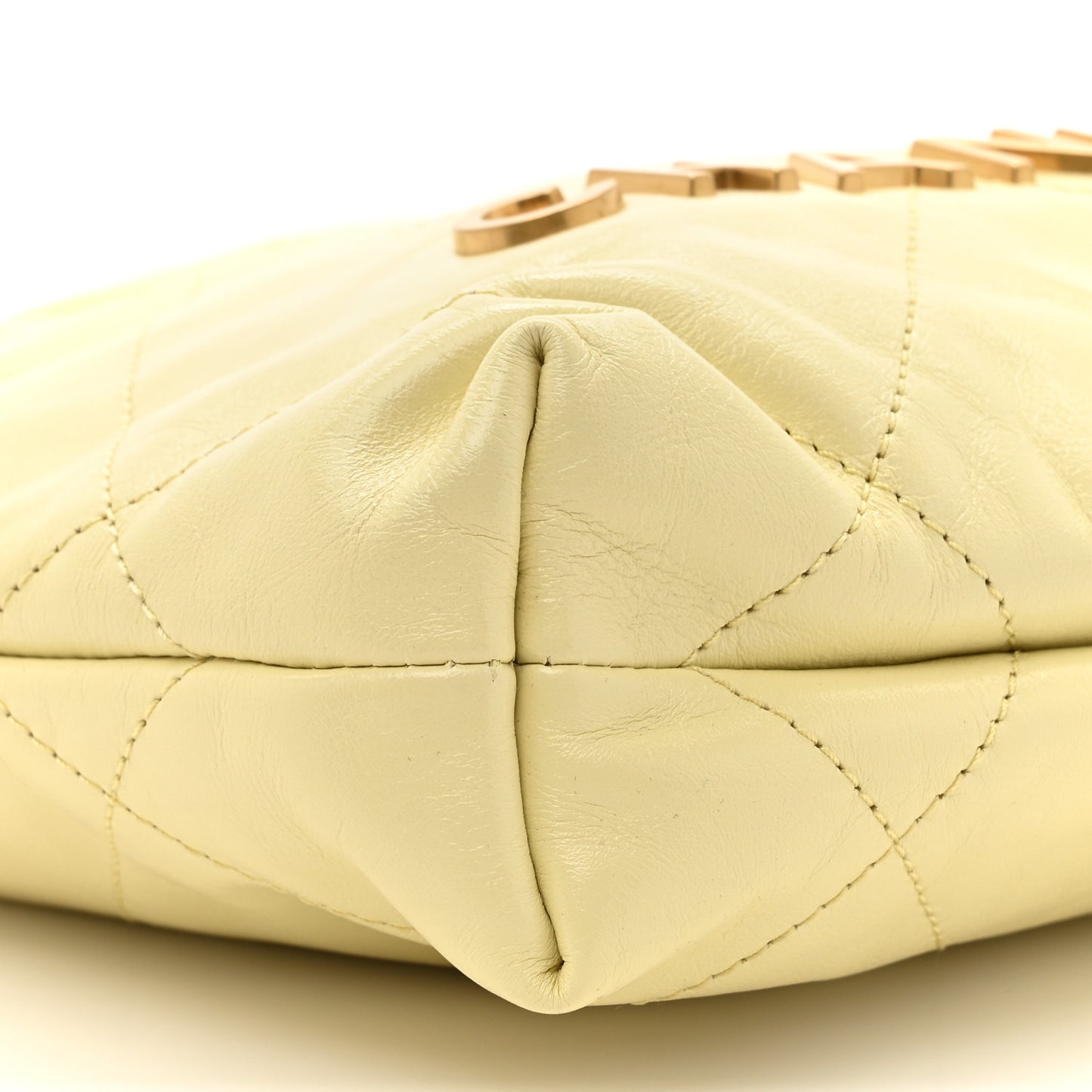 Shiny Calfskin Quilted Mini Chanel 22 Light Yellow
