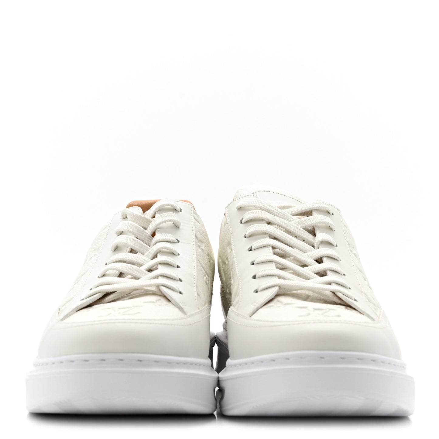 Grained Calfskin Embossed Monogram Mens Beverly Hills Sneakers 8.5 White