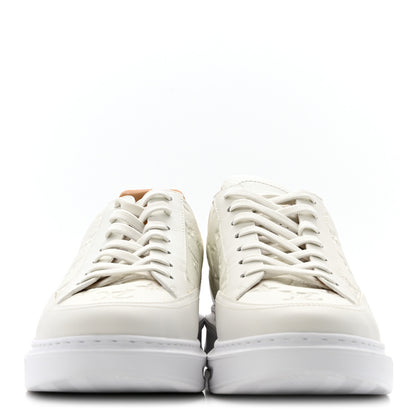 Louis Vuitton Grained Calfskin Embossed Monogram Mens Beverly Hills Sneakers 8.5 White 3 of 9