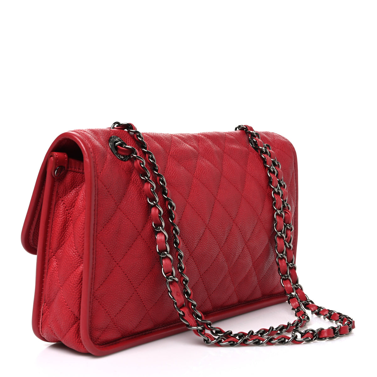 Caviar Quilted Medium French Riviera Flap Red