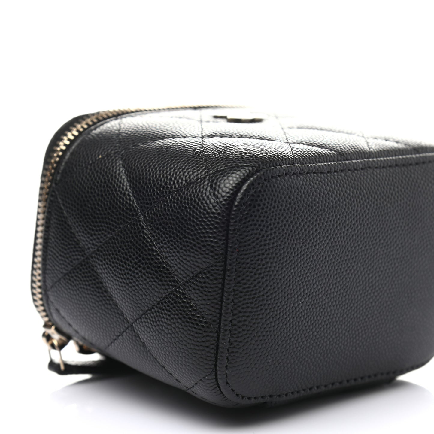 Caviar Quilted Mini Vanity Case With Chain Black