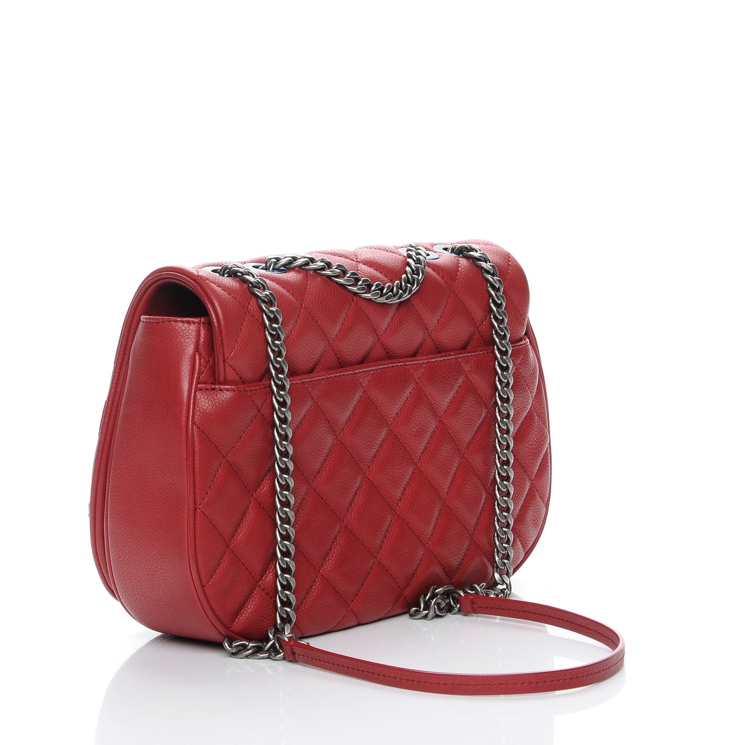 Chanel Caviar Quilted Casual Pocket Messenger Flap Red 3 of 9