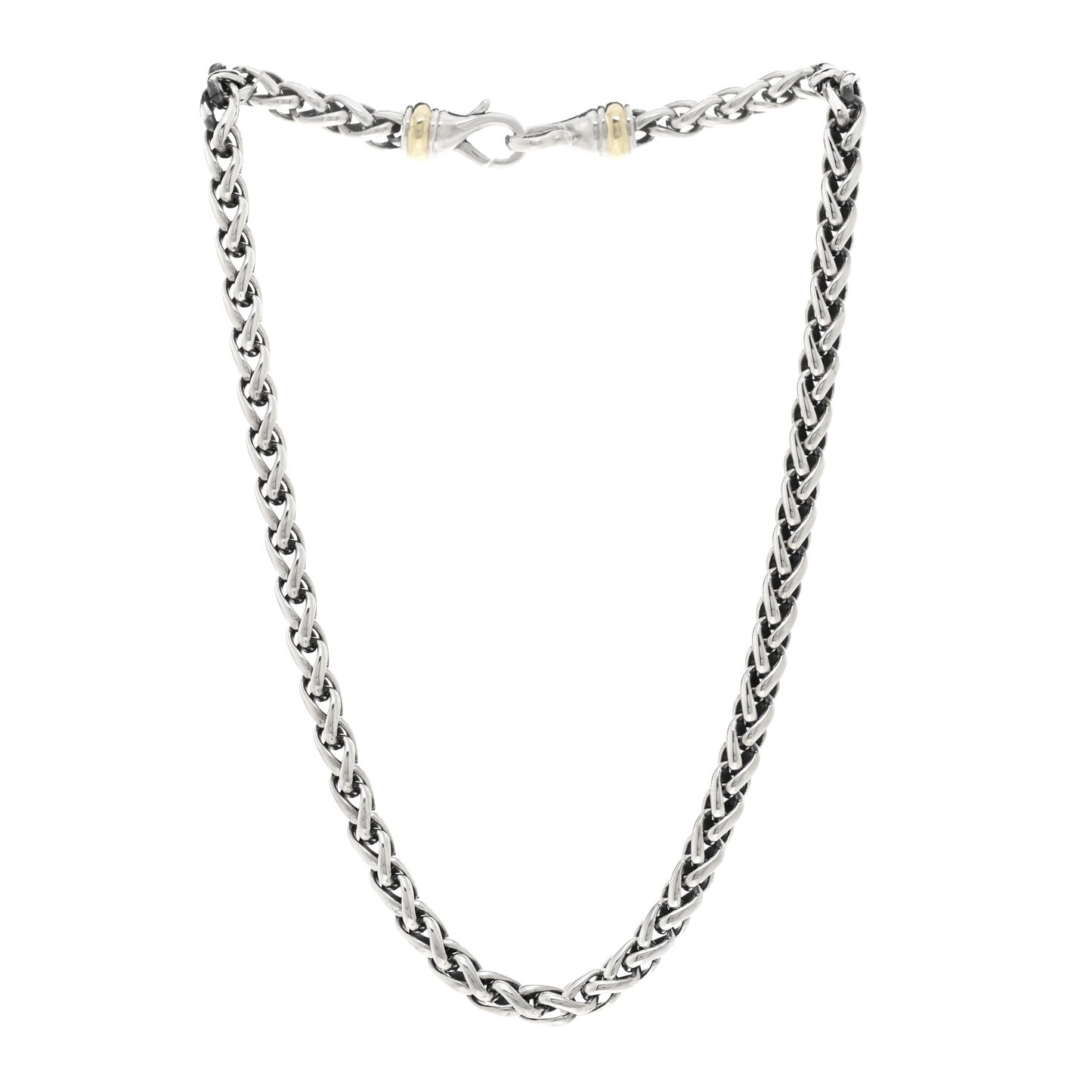 Sterling Silver 14K Yellow Gold 6mm Wheat Chain Necklace