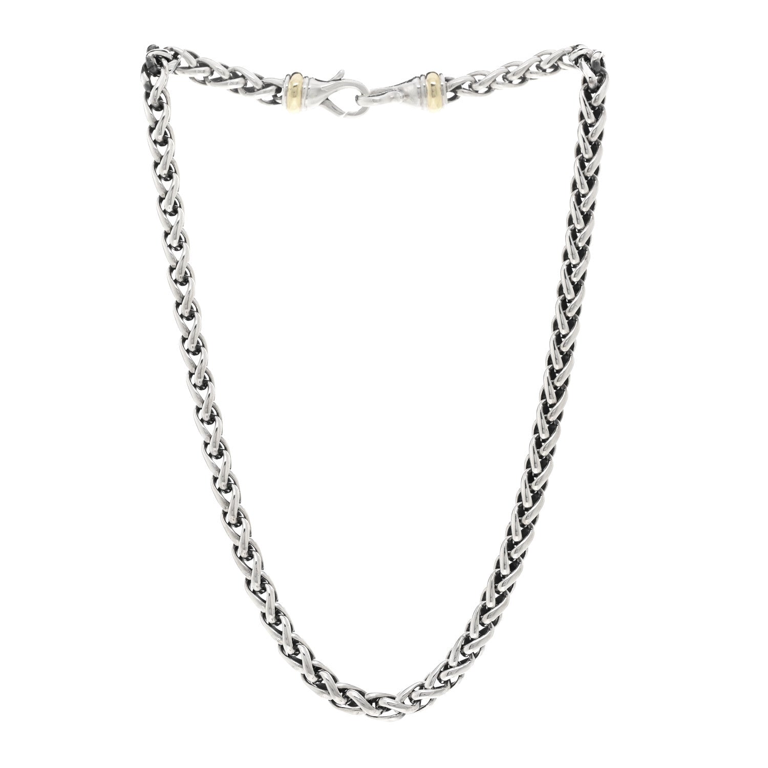 David Yurman Sterling Silver 14K Yellow Gold 6mm Wheat Chain Necklace 3 of 4