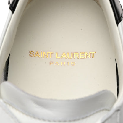 Saint Laurent Calfskin Embroidered Court Classic Sneakers 38 White Black 6 of 9