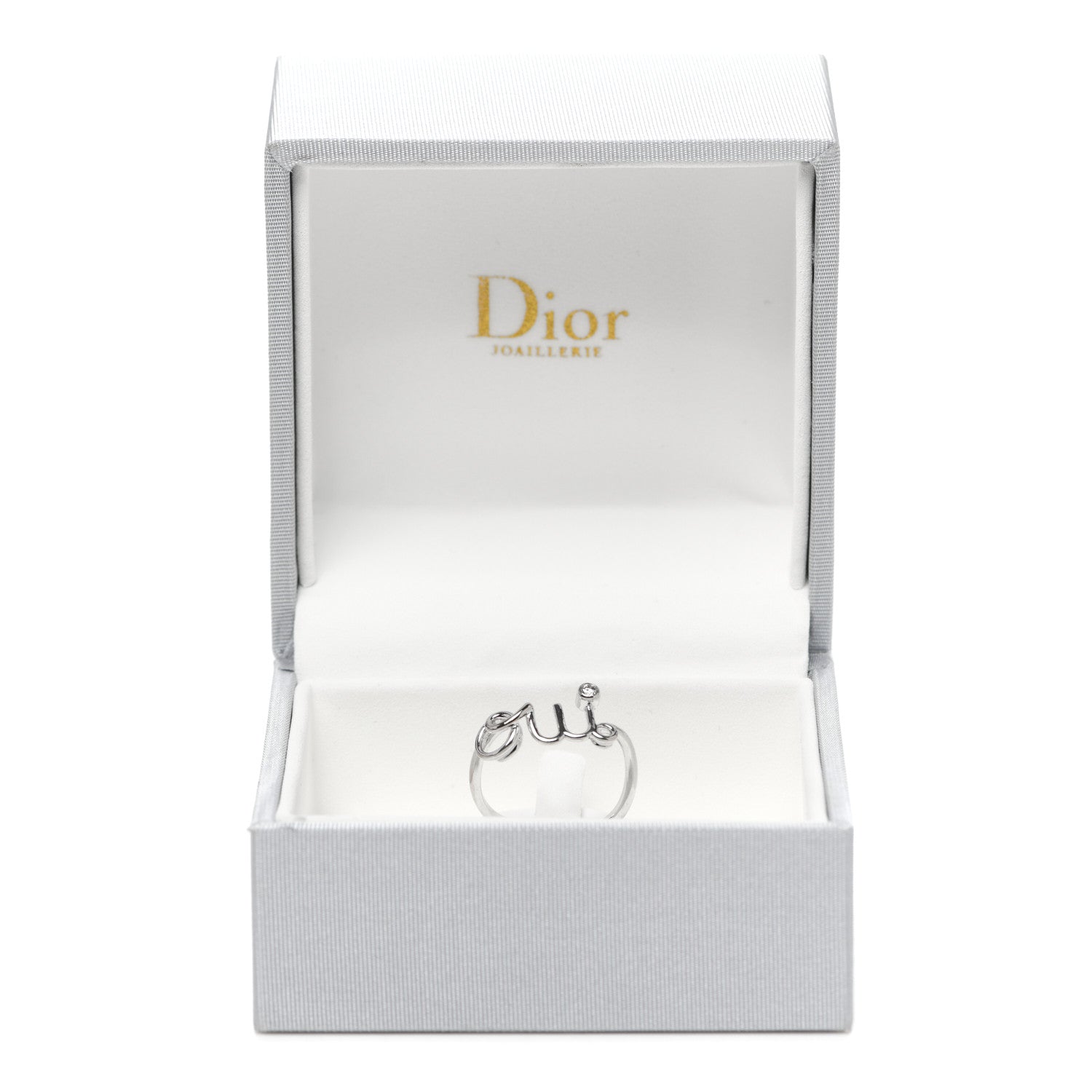 Christian Dior 18K White Gold Diamond Oui Ring 53 6.5 5 of 5