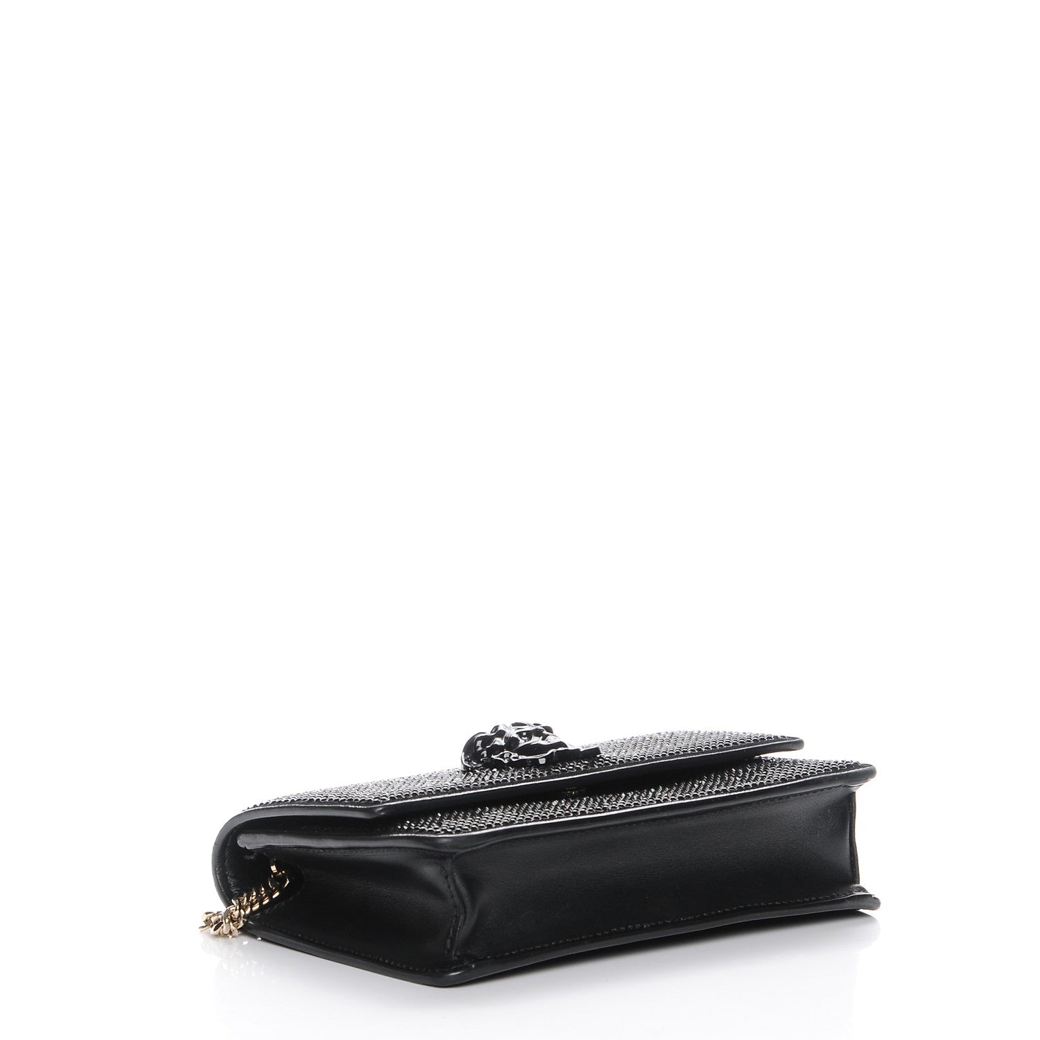 Versace Calfskin Palazzo Crystal Chain Evening Bag Black 4 of 6