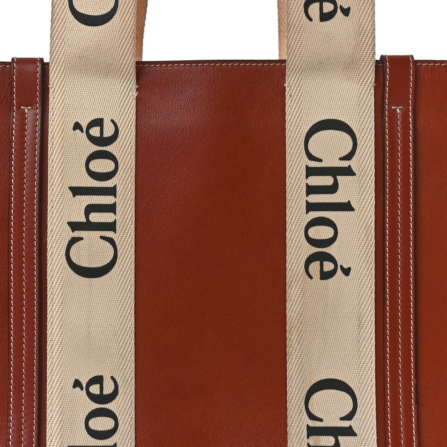 Calfskin Medium Woody Ribbon Tote Sepia Brown