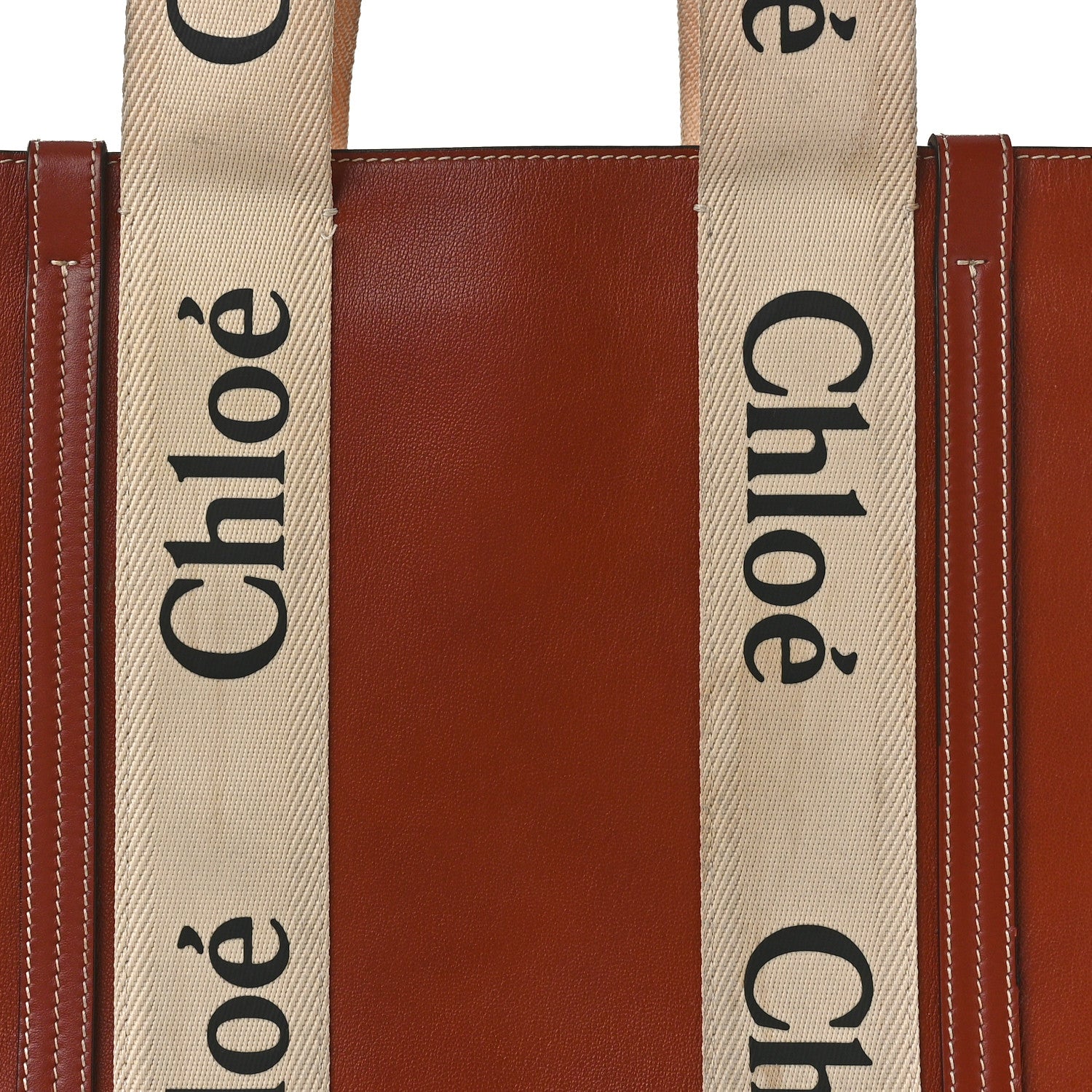 Chloe Calfskin Medium Woody Ribbon Tote Sepia Brown 10 of 14