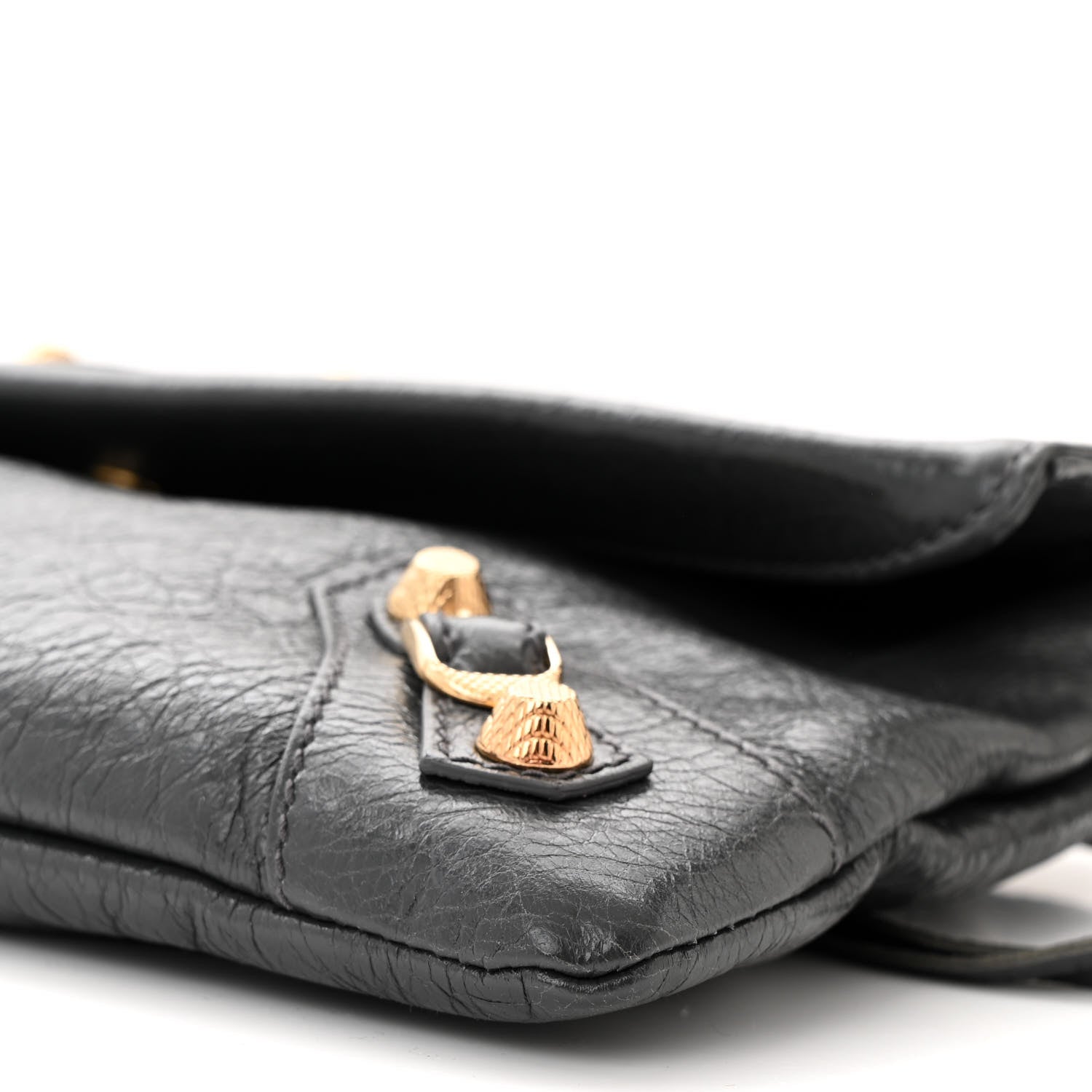 Balenciaga Agneau Giant 12 Gold Hardware Envelope Strap Clutch Gris Fossile 11 of 11