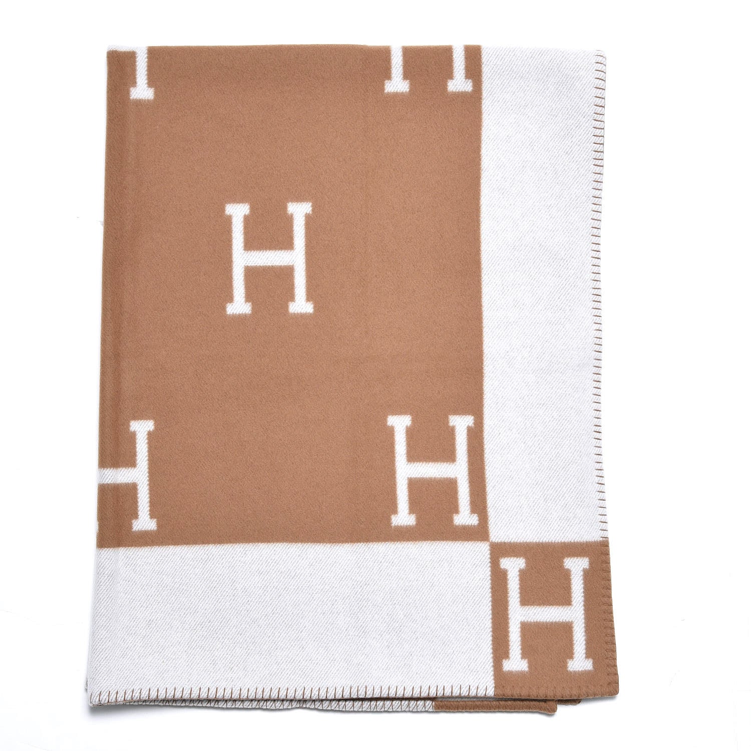 Hermes Wool Cashmere Avalon Blanket Ecru Camel 1 of 4
