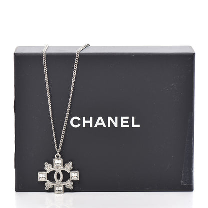 Chanel Baguette Crystal CC Pendant Necklace Silver 6 of 6