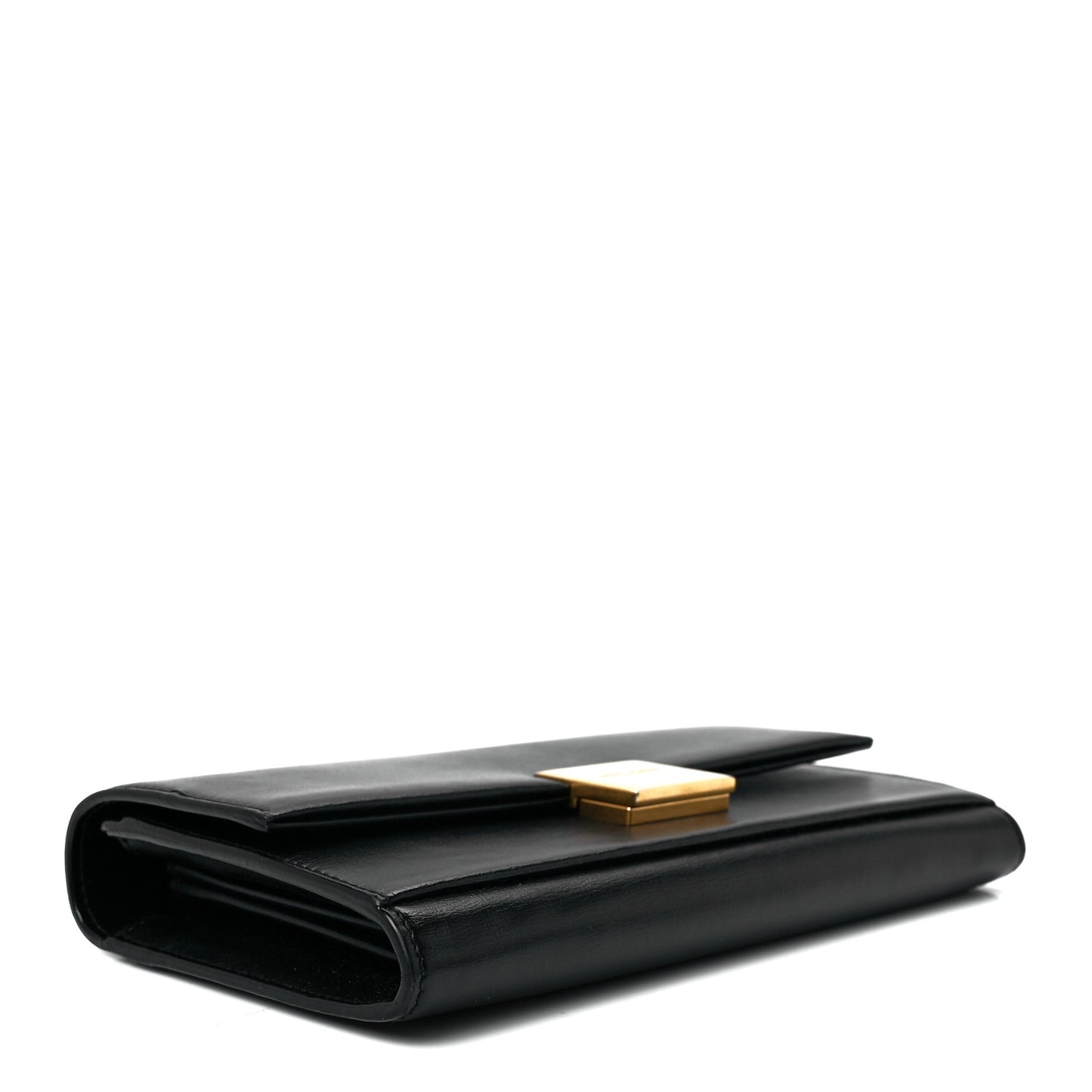 Calfskin Bellechasse Flap Clutch Wallet Black