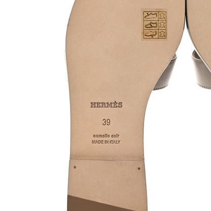 Hermes Box Calfskin Oran Sandals 39 Beige Mastic 6 of 9