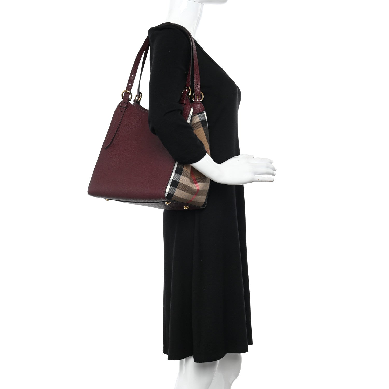 Burberry Grainy Calfskin House Check Small Canterbury Mahogany Red 2 of 9