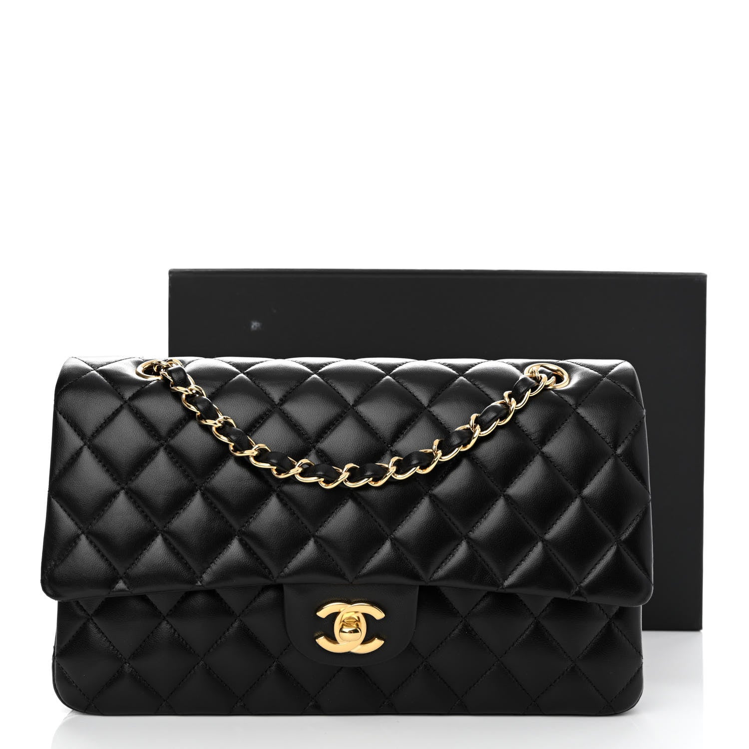 Chanel Lambskin Quilted Medium Double Flap Black 11 of 11