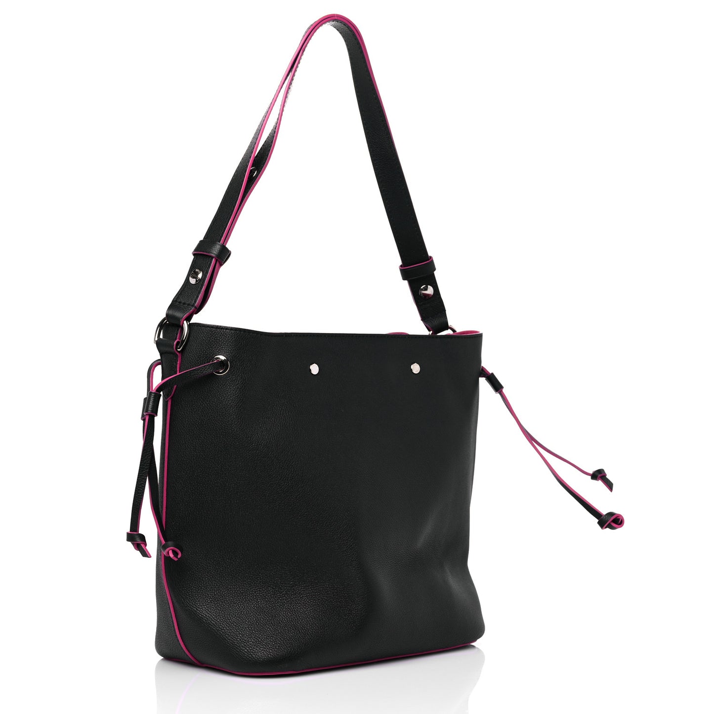 Calfskin Lockme Bucket Black